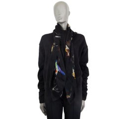 ALEXANDER MCQUEEN black HUMMINGBIRD silk chiffon Scarf