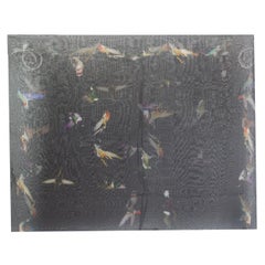 ALEXANDER MCQUEEN black HUMMINGBIRD silk chiffon Scarf