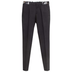 Alexander McQueen Black Jacquard Trim Gabardine Formal Trousers S Alexander McQueen Black Jacquard Trim Gabardine Formal Trousers S