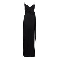 ALEXANDER MCQUEEN black jersey DRAPED GOWN Maxi Dress 42