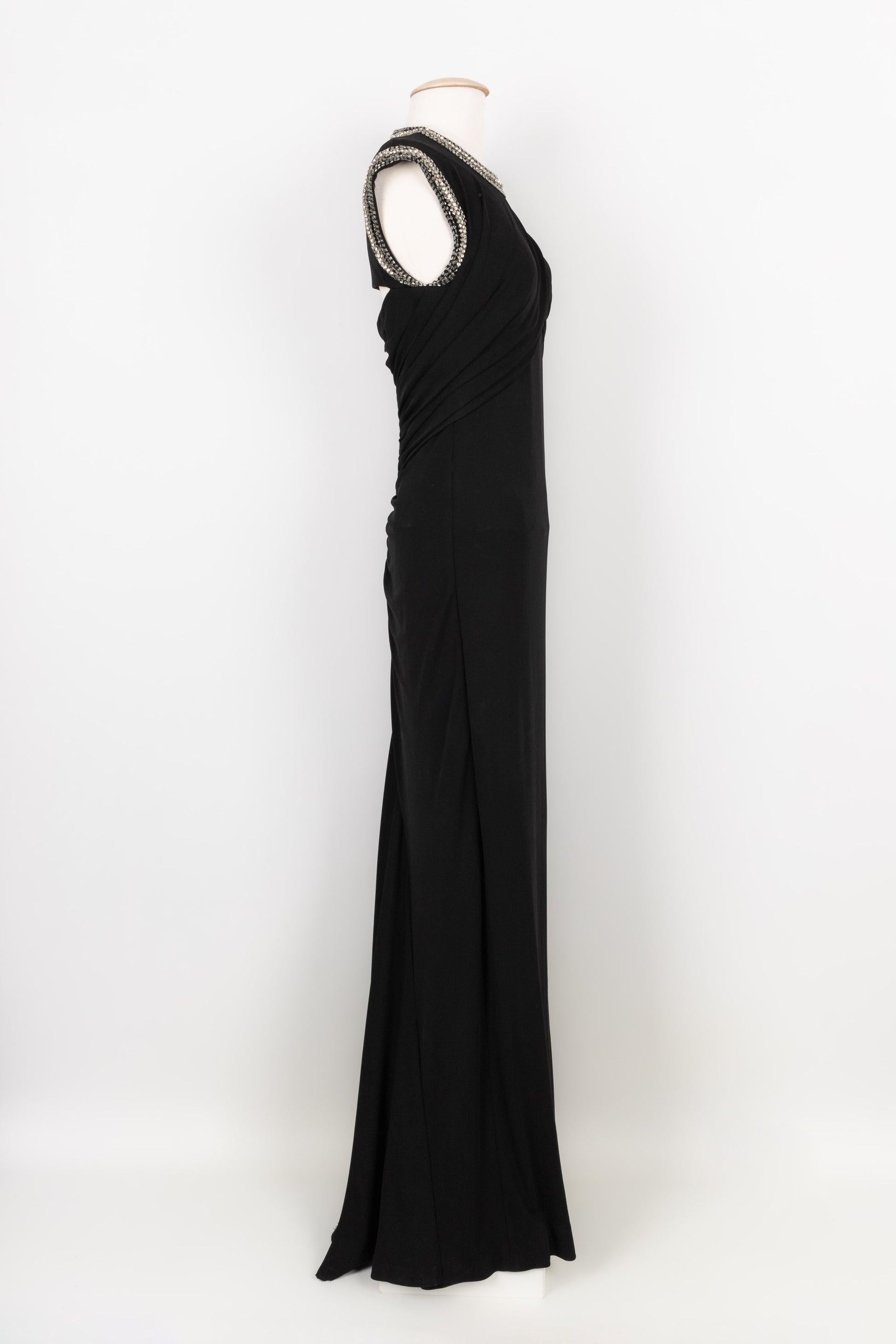 Women's Alexander Mcqueen Black Jersey Long Dress Embroidered