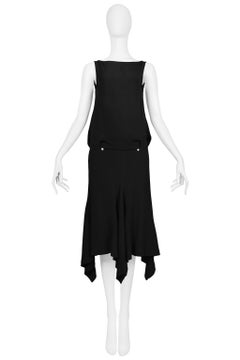 Alexander Mcqueen Black Jersey Open Back Dress 2001