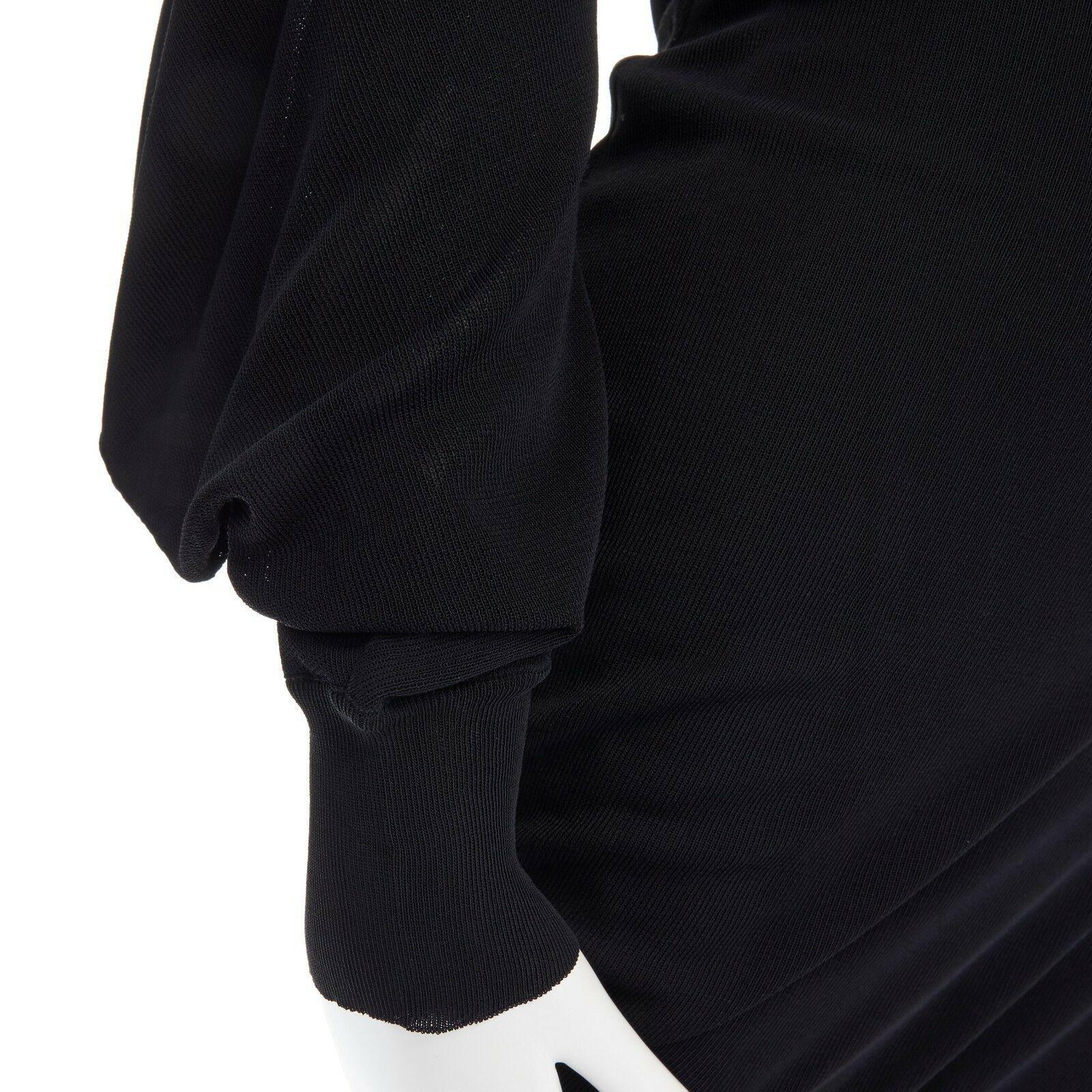 ALEXANDER MCQUEEN black knit asymmetric neckline kimono sleeve draped dress S 3