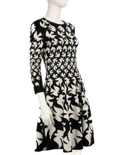 Alexander McQueen Black Knit Bird Print Dress Size M