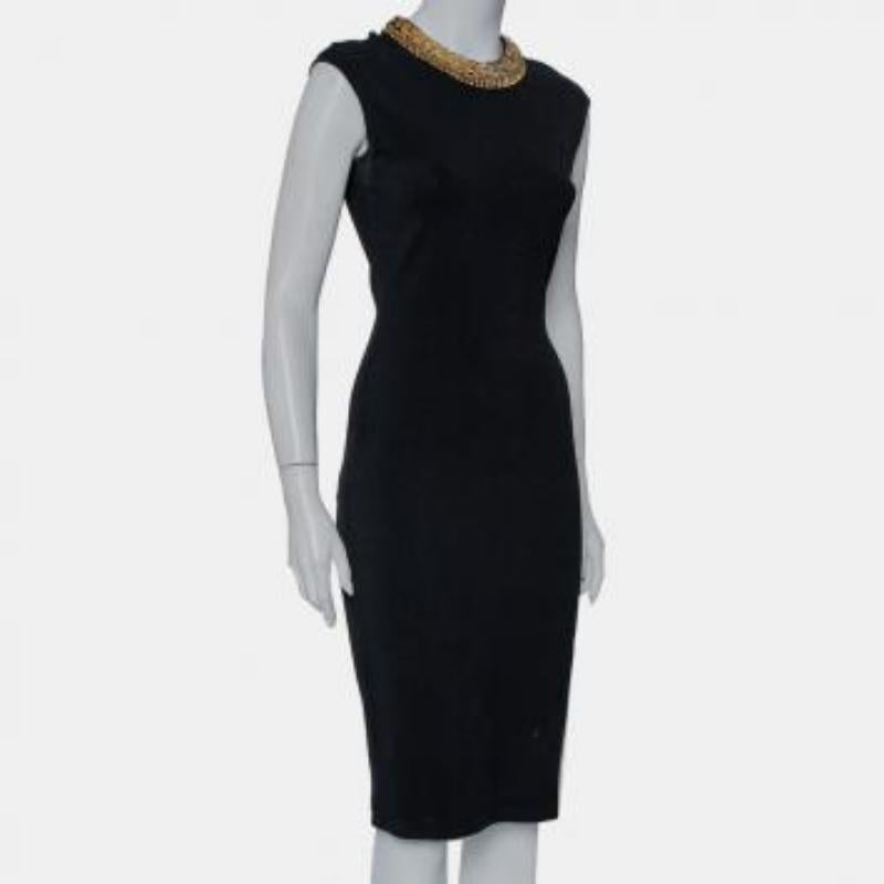 Alexander McQueen Black Knit Embellished Neck Detail Sleeveless Sheath Dress M For Sale 6