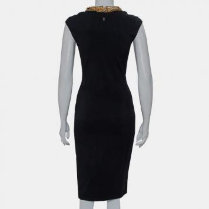 Alexander McQueen Black Knit Embellished Neck Detail Sleeveless Sheath Dress M For Sale 4