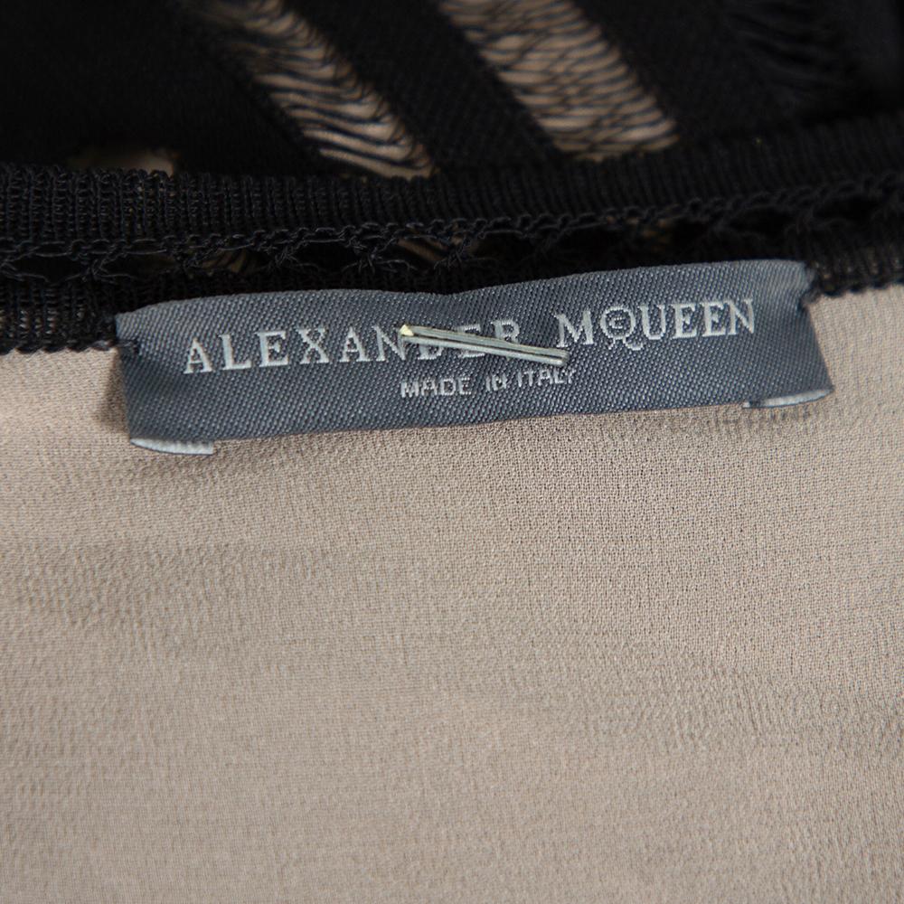 Women's Alexander McQueen Black Knit Sheer Detail Sleeveless Maxi Dress S