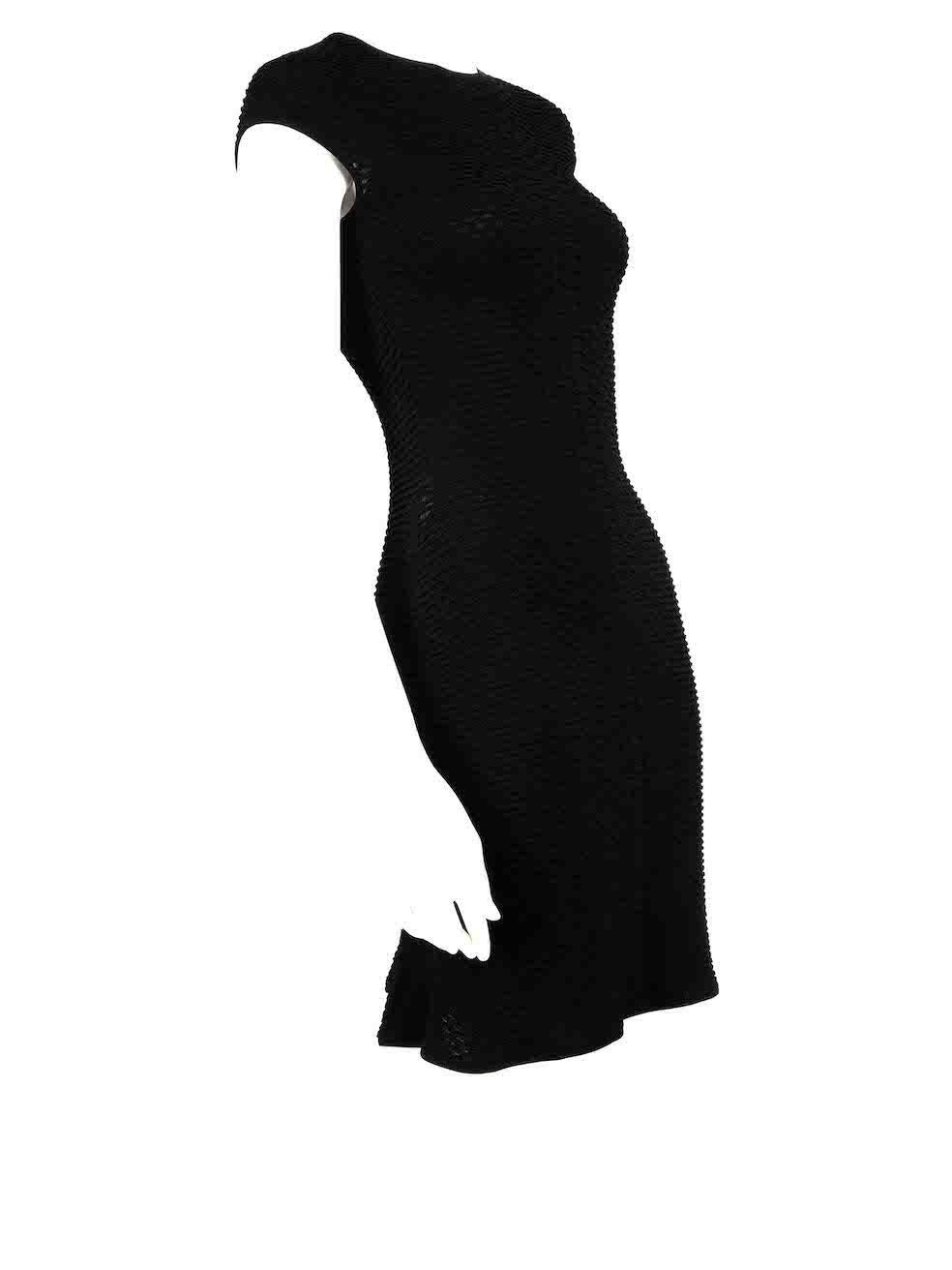 CONDITION is Never worn, with tags. No visible wear to dress is evident on this new Alexander McQueen designer resale item.
 
 
 
 Details
 
 
 Black
 
 Viscose
 
 Knit dress
 
 Bodycon
 
 Mini
 
 Short sleeves
 
 Round neck
 
 Stretchy
 
 Ruffle
