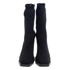 Alexander McQueen Black Knit Stretch Fabric Sock Boots Size 39