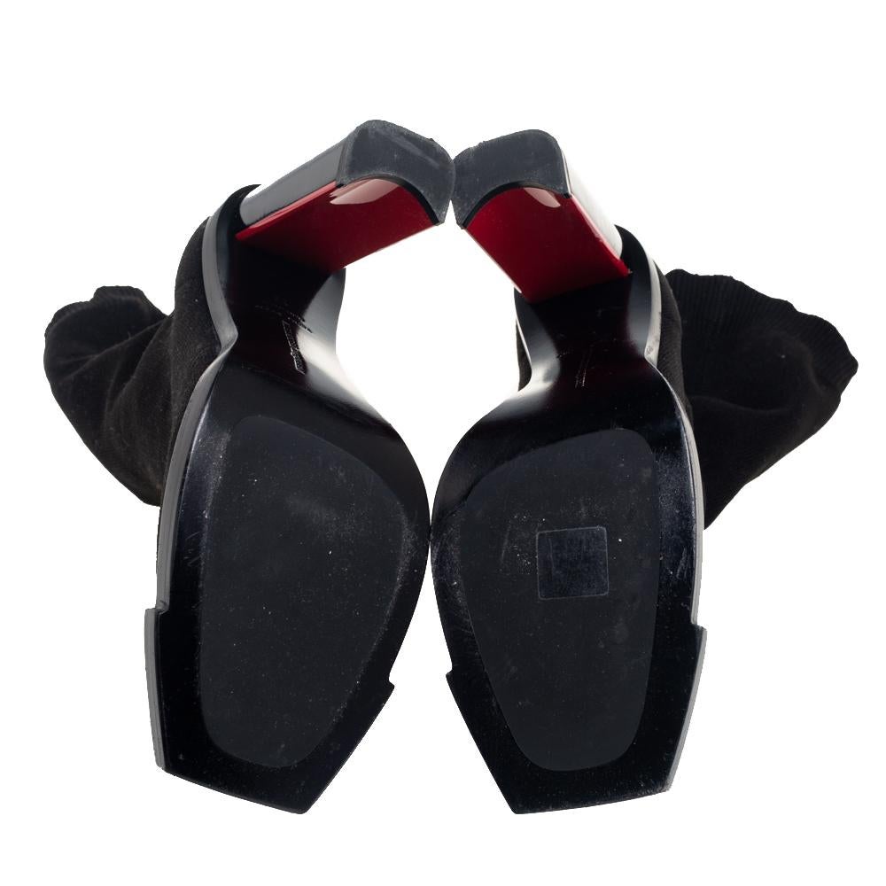 Alexander McQueen Black Knit Stretch Fabric Sock Boots Size 39 In Good Condition In Dubai, Al Qouz 2