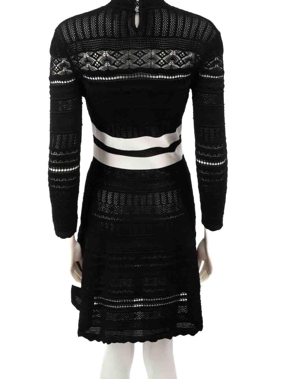 Alexander McQueen Black Knit Stripe Mini Dress Size XS In Good Condition For Sale In London, GB