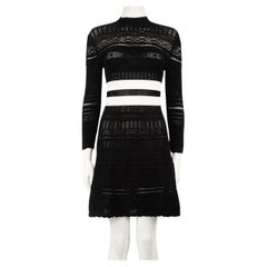 Alexander McQueen Black Knit Stripe Mini Dress Size XS