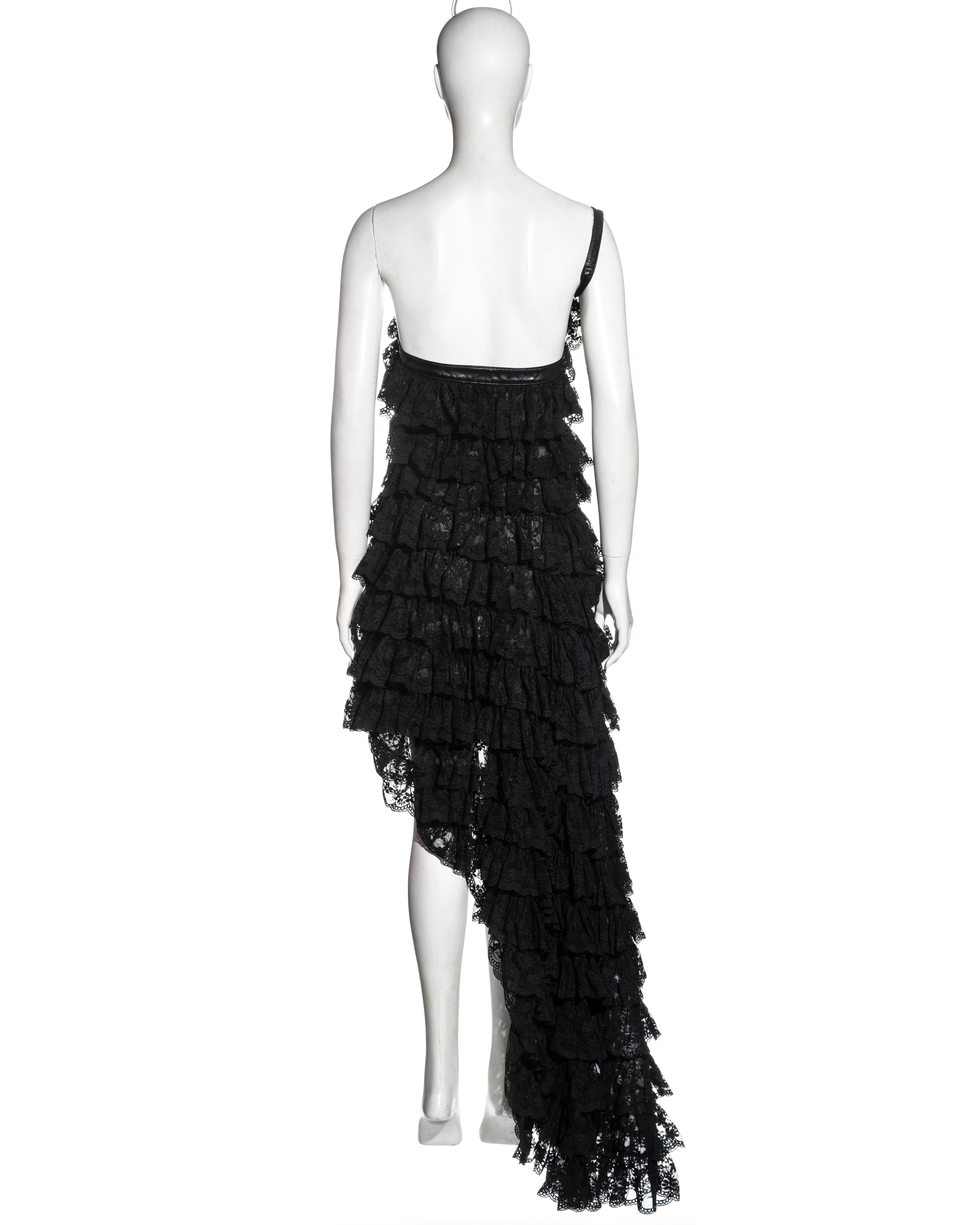 Alexander McQueen black lace and leather evening dress, ss 1999 6