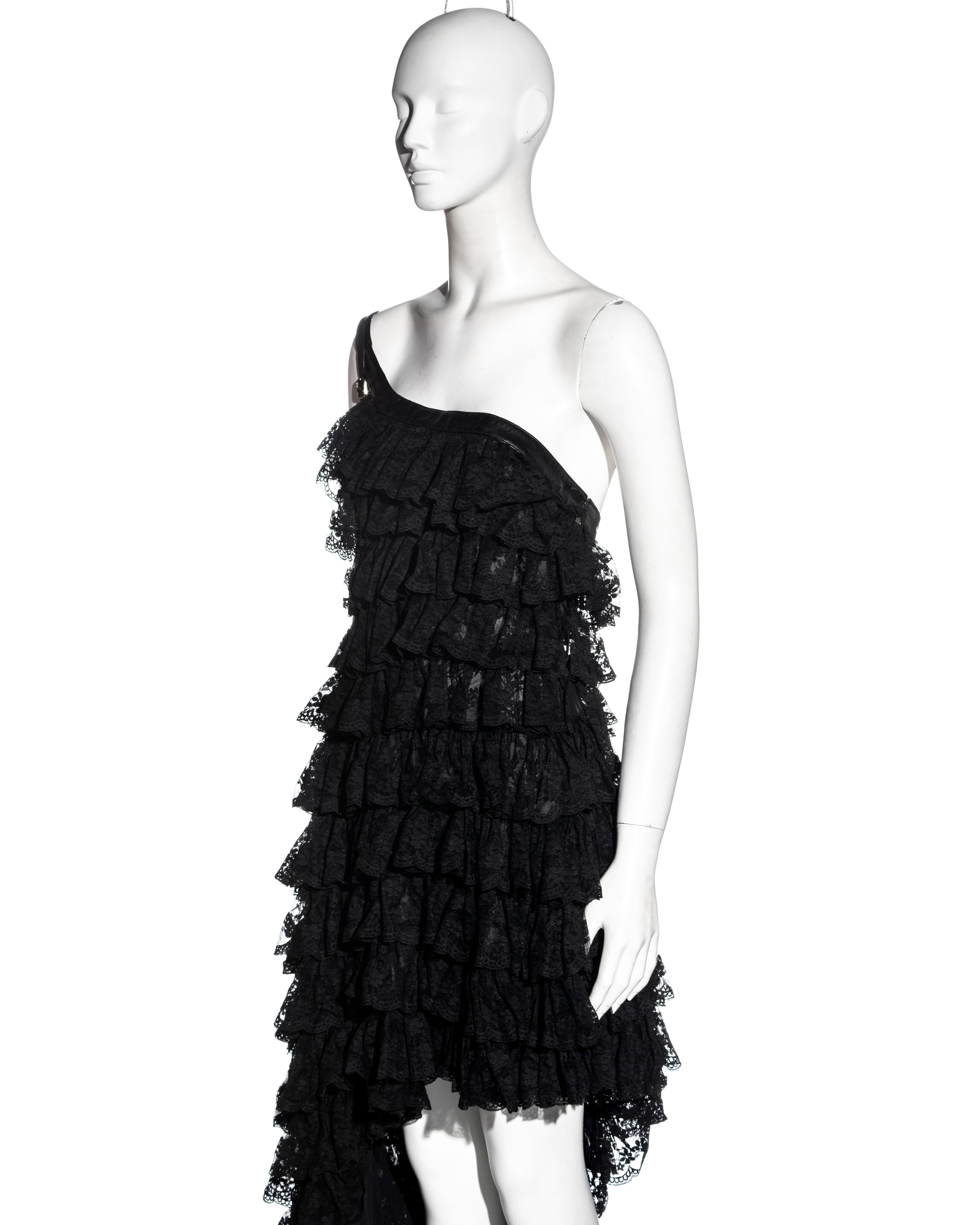 Alexander McQueen black lace and leather evening dress, ss 1999 3