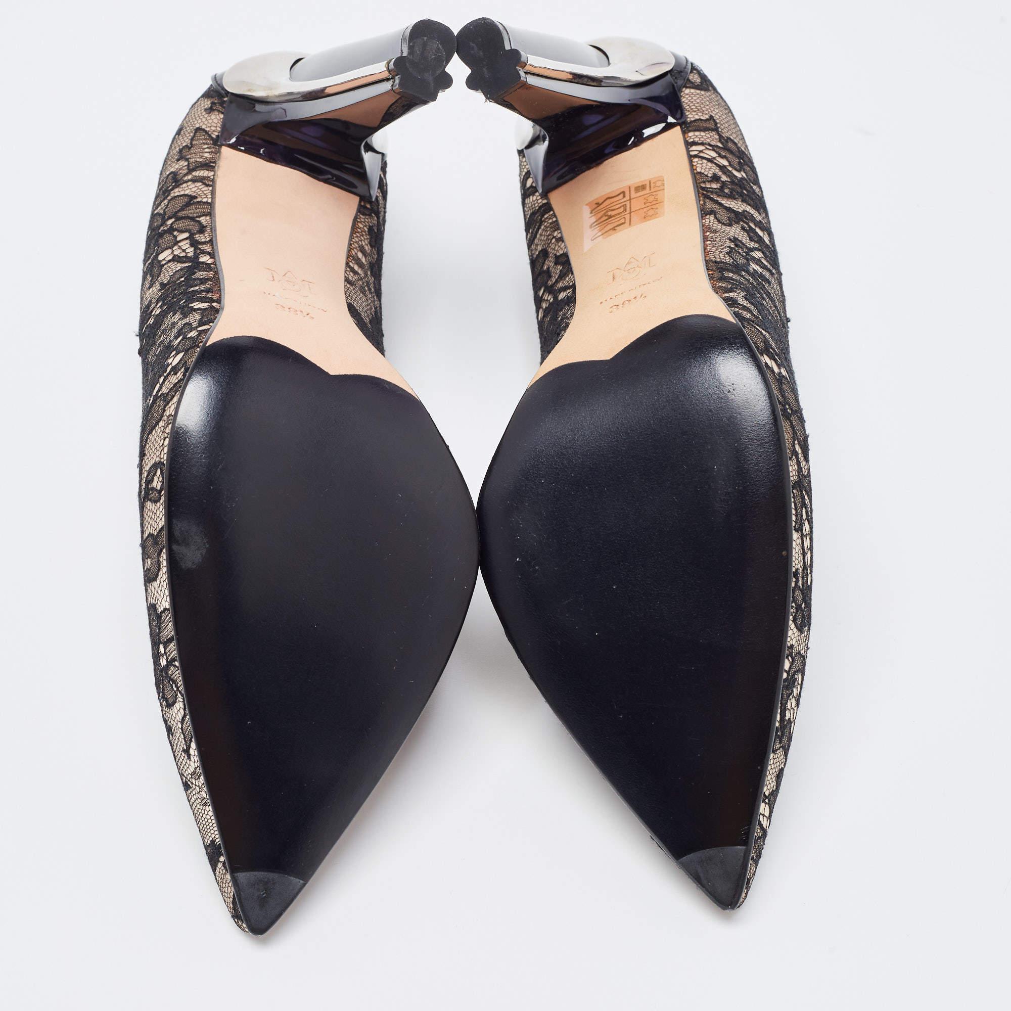 Alexander McQueen Black Lace and Patent Leather Pumps  4