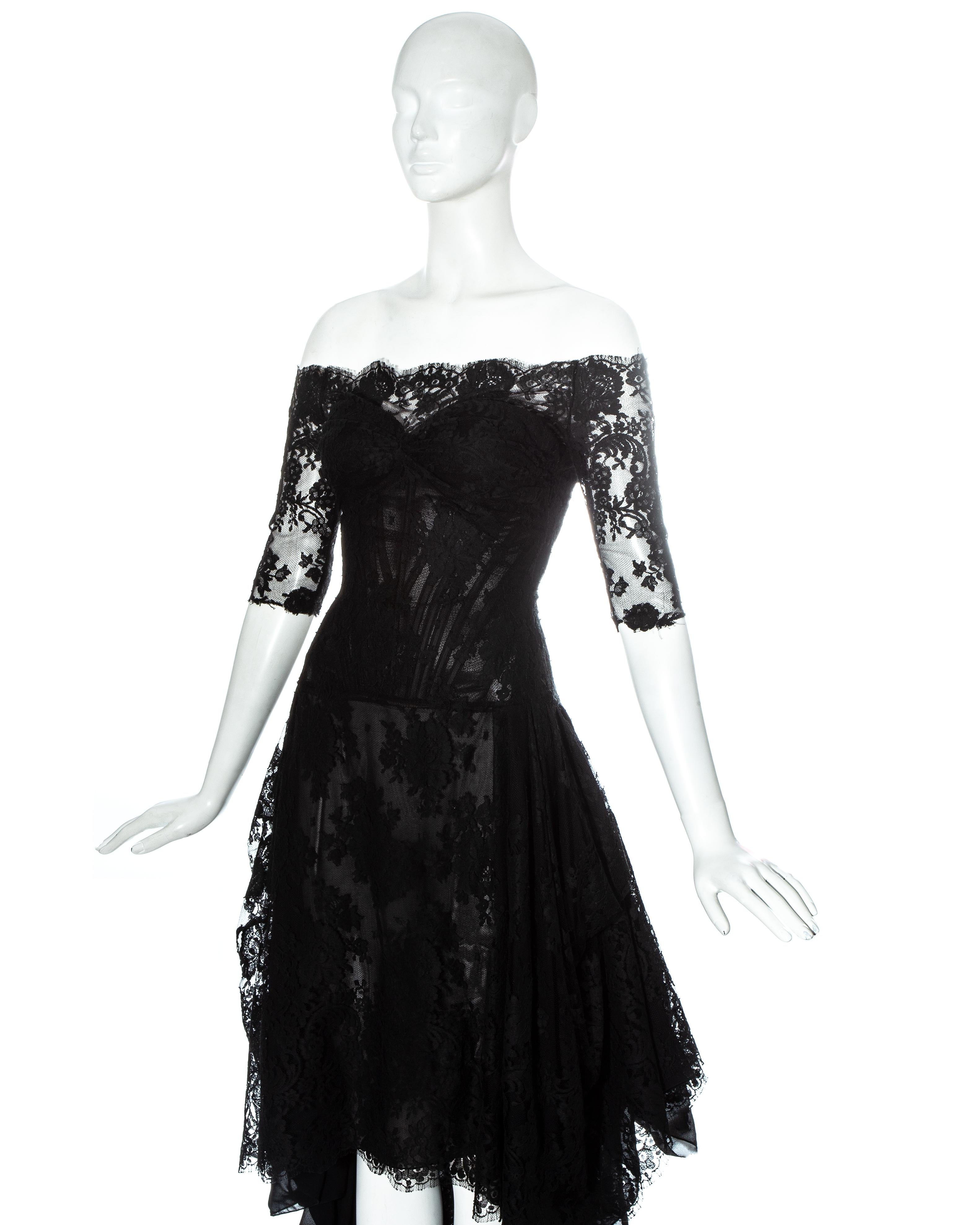 Alexander McQueen black lace corseted trained evening dress, 'Sarabande' ss 2007 1