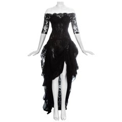 Alexander McQueen black lace corseted trained evening dress, 'Sarabande' ss 2007