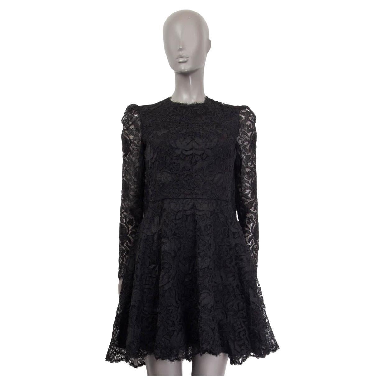 ALEXANDER MCQUEEN black LACE LONG SLEEVE MINI Dress 38 XS For Sale