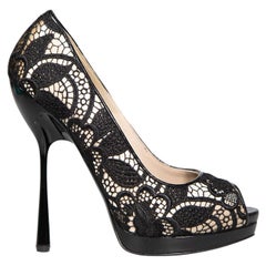 Alexander McQueen Black Lace Peep Heels Size IT 39