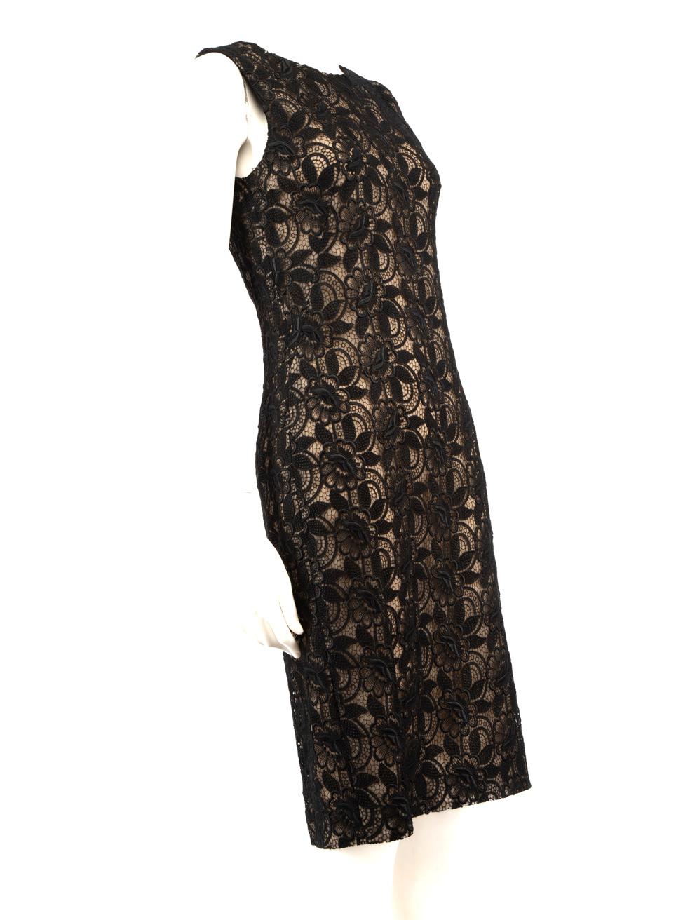 CONDITION is Very good. Hardly any visible wear to dress is evident on this used Alexander McQueen designer resale item.
 Details
 Black
 Viscose
 Midi dress
 Sleeveless
 Floral lace
 Round neckline
 Back zip closure with hook and eye
 
 
 Made in