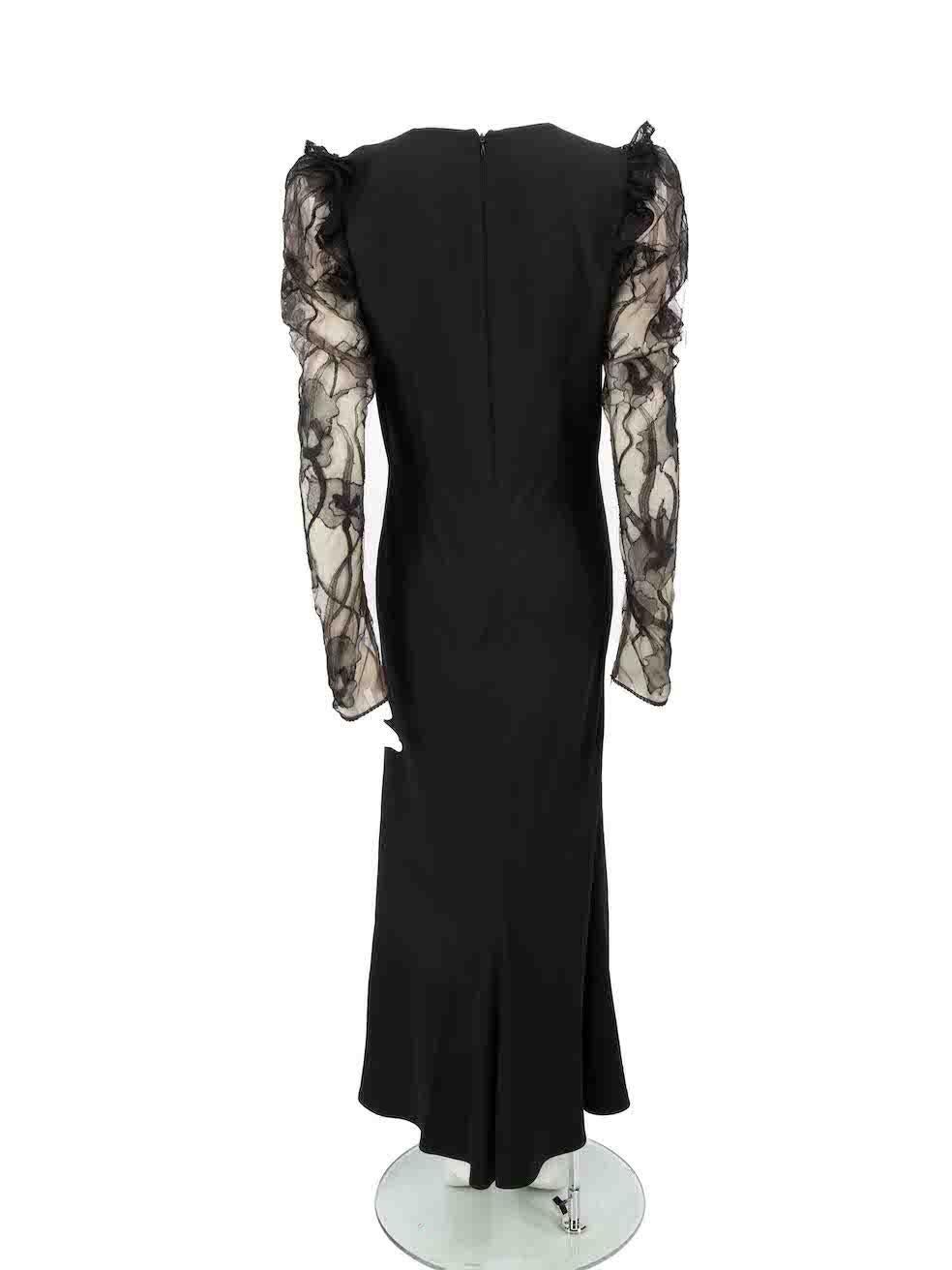 Alexander McQueen Black Lace Sleeves Maxi Dress Size L In Excellent Condition For Sale In London, GB