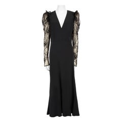 Alexander McQueen Black Lace Sleeves Maxi Dress Size L