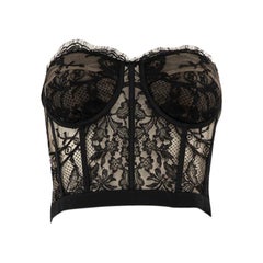 Alexander McQueen Black Lace Strapless Bustier Size M