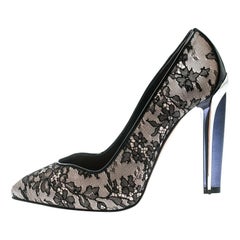 Alexander McQueen Black Lace With Blush Pink Satin Pointed Toe Pumps Size 38.5