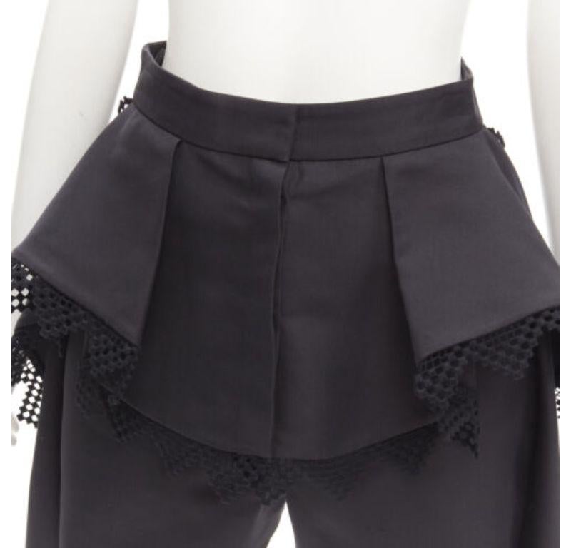 ALEXANDER MCQUEEN black lattice layered peplum high low draped shorts IT38 XS
Reference: AAWC/A00370
Brand: Alexander McQueen
Designer: Sarah Burton
Material: Cupro
Color: Black
Pattern: Solid
Closure: Zip Fly
Extra Details: Back pocket.
Made in: