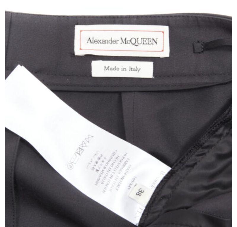 ALEXANDER MCQUEEN black lattice layered peplum high low draped shorts IT38 XS For Sale 4