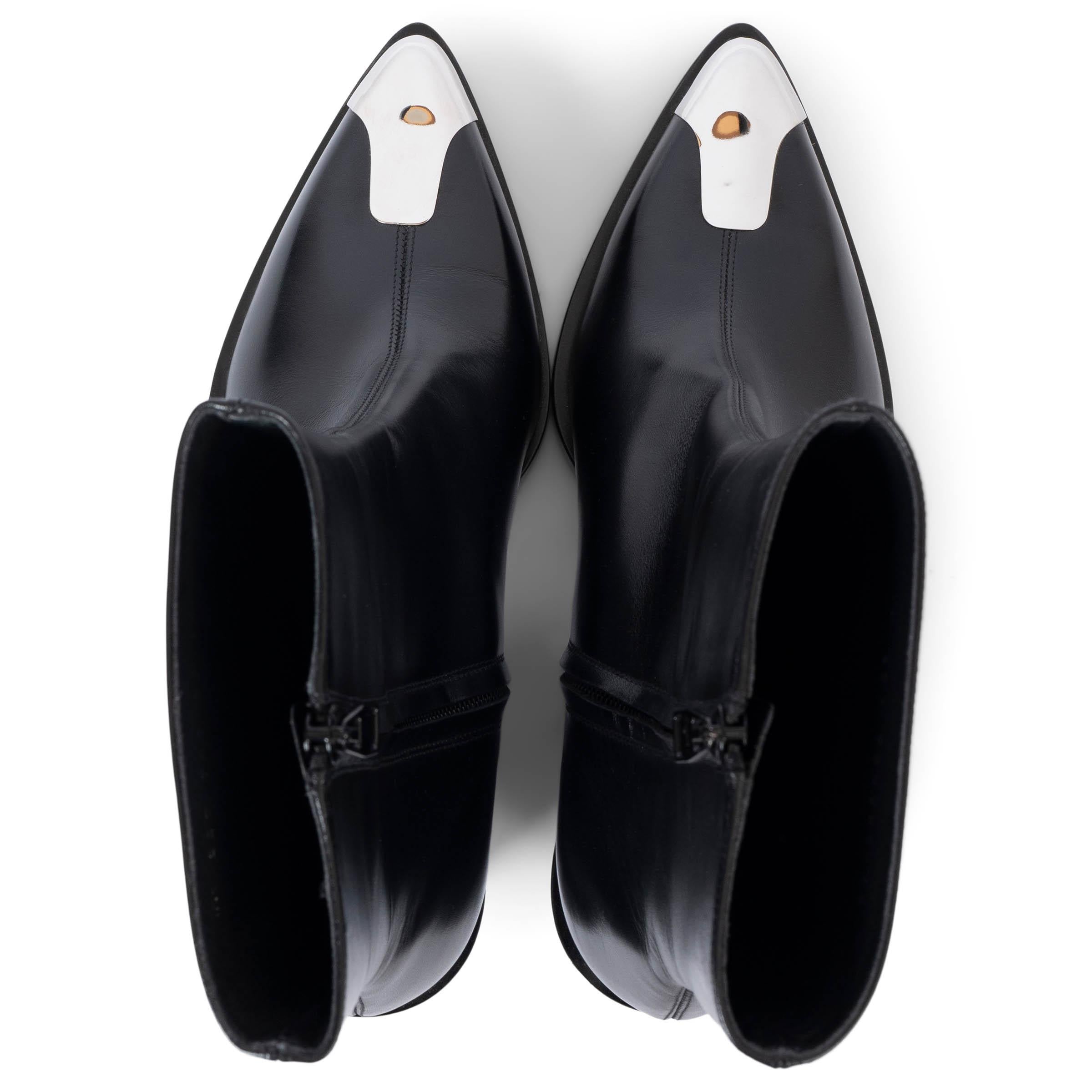 Women's ALEXANDER MCQUEEN black leather 2022 BOXCAR Ankle Boots Shoes 40 For Sale