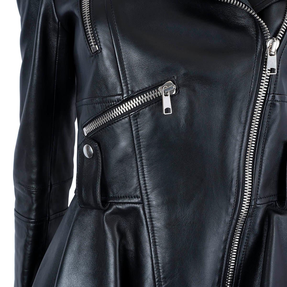 ALEXANDER MCQUEEN black leather 2023 PEPLUM BIKER Jacket 40 S For Sale 1