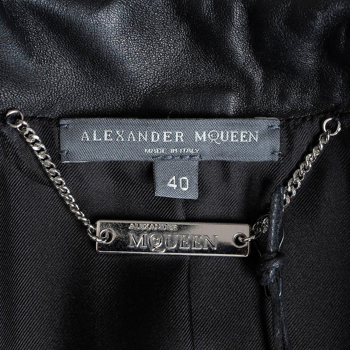 ALEXANDER MCQUEEN black leather 2023 PEPLUM BIKER Jacket 40 S For Sale 2