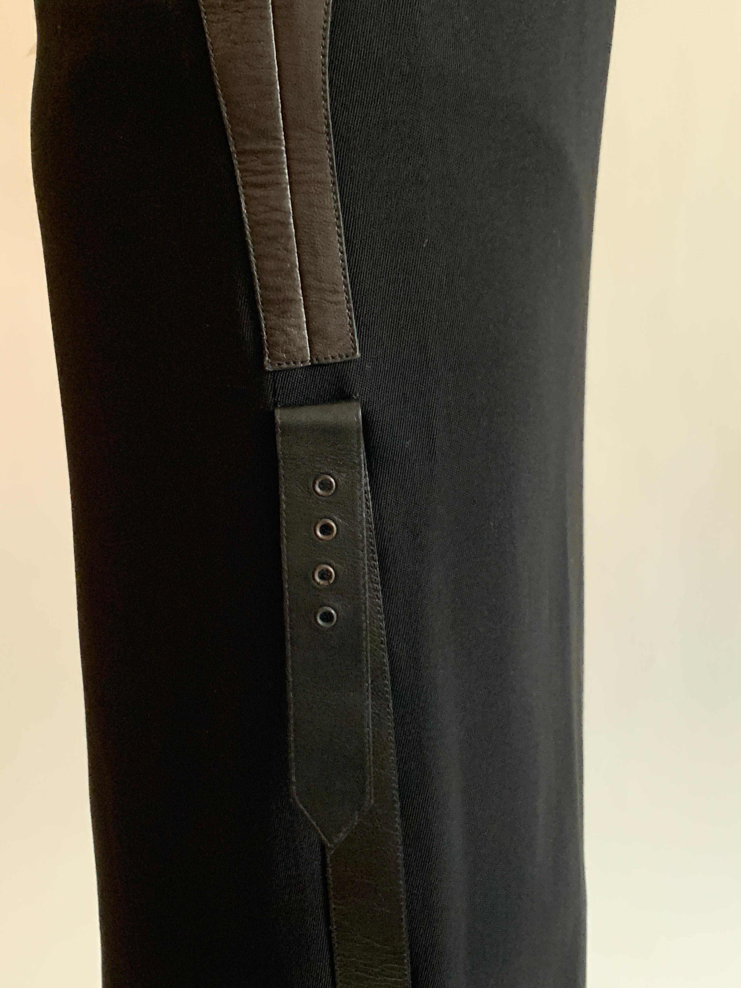 Alexander Mcqueen Black Leather Accent Pencil Skirt  1