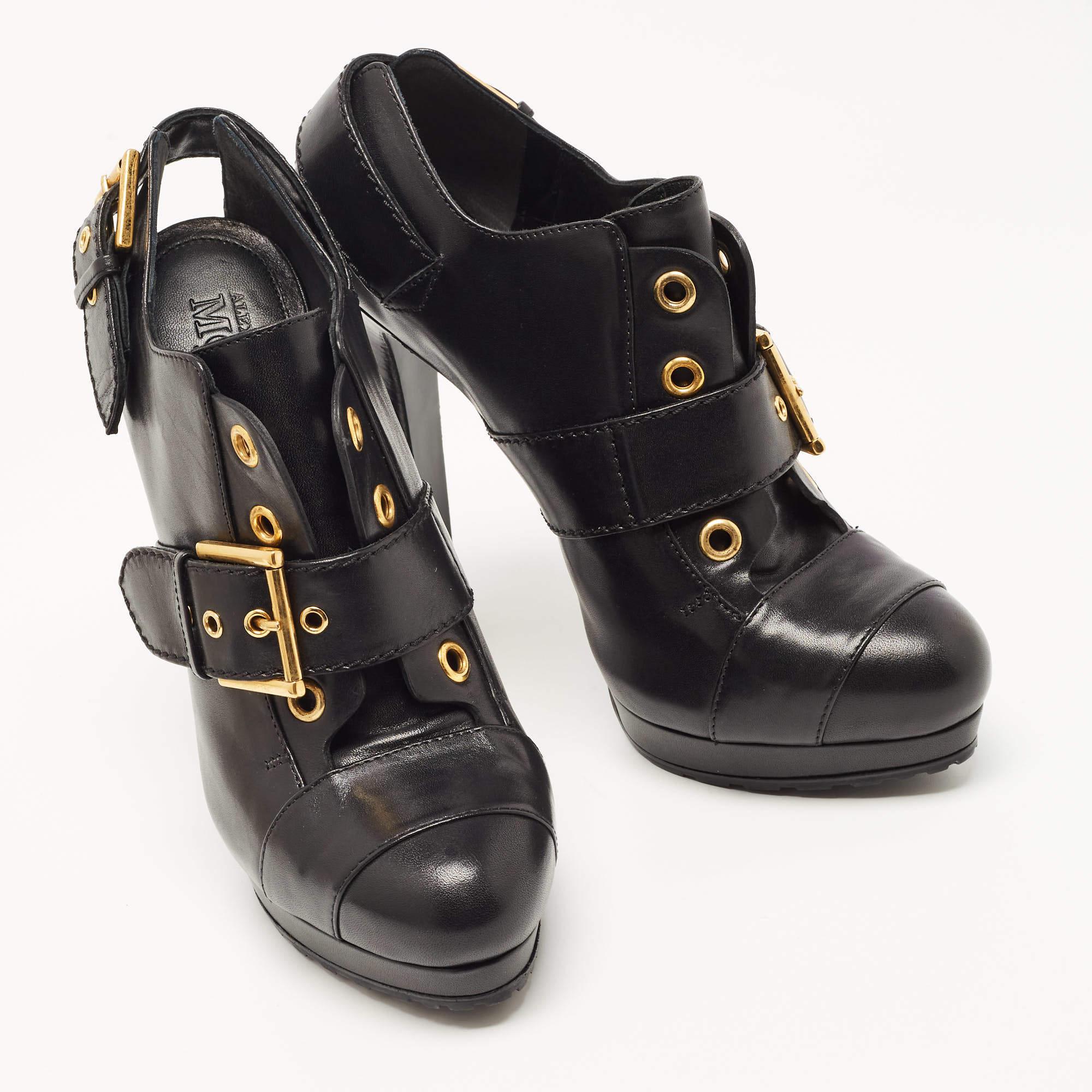 Women's Alexander McQueen Black Leather Ankle Boots 