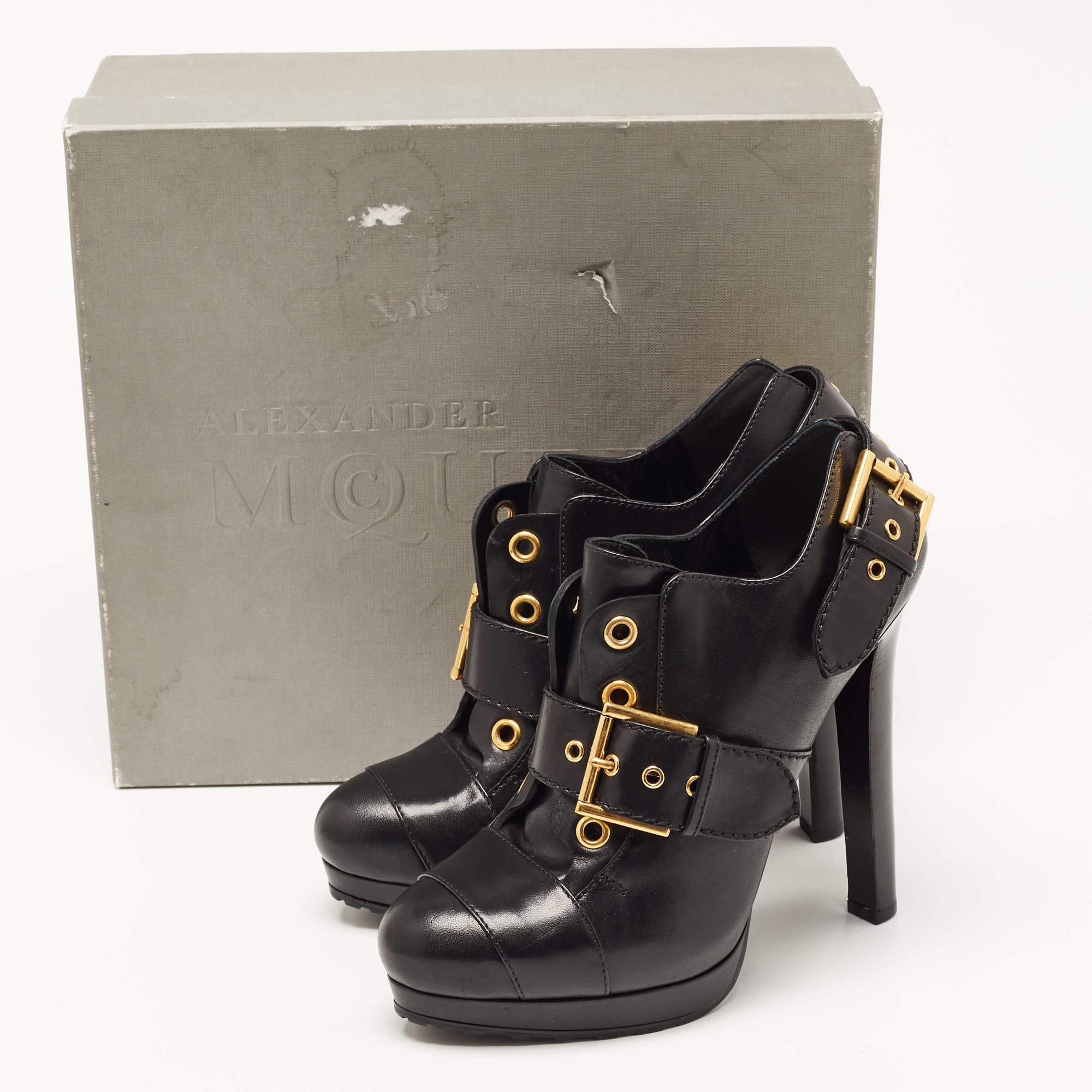 Alexander McQueen Black Leather Ankle Boots  3