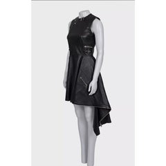 Alexander McQueen Black Leather Asymmetric Dress Sz.40 IT