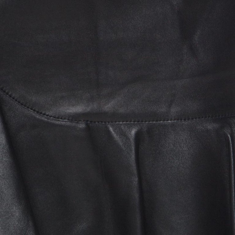 Alexander McQueen Black Leather Asymmetric Ruffle Short Skirt S For ...