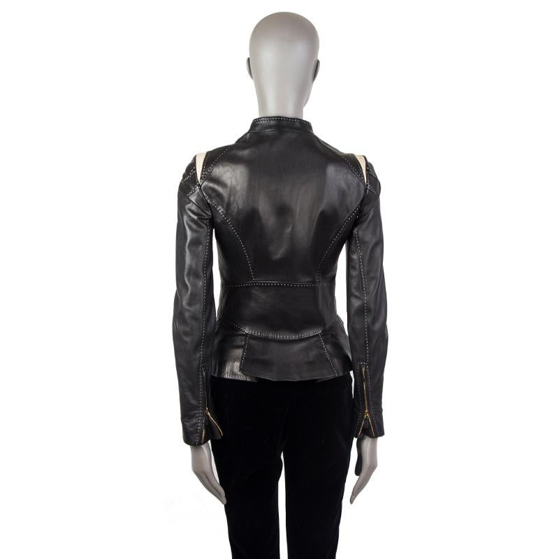 Black ALEXANDER MCQUEEN black LEATHER BELTED BIKER Jacket 40