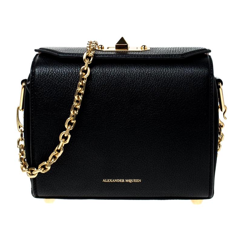 Alexander McQueen Black Leather Box 19 Shoulder Bag