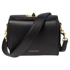 Alexander McQueen Black Leather Box 19 Shoulder Bag