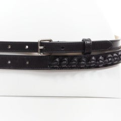 ALEXANDER MCQUEEN schwarzes Leder geflochtene Details doppelter Wickelgürtel 80cm