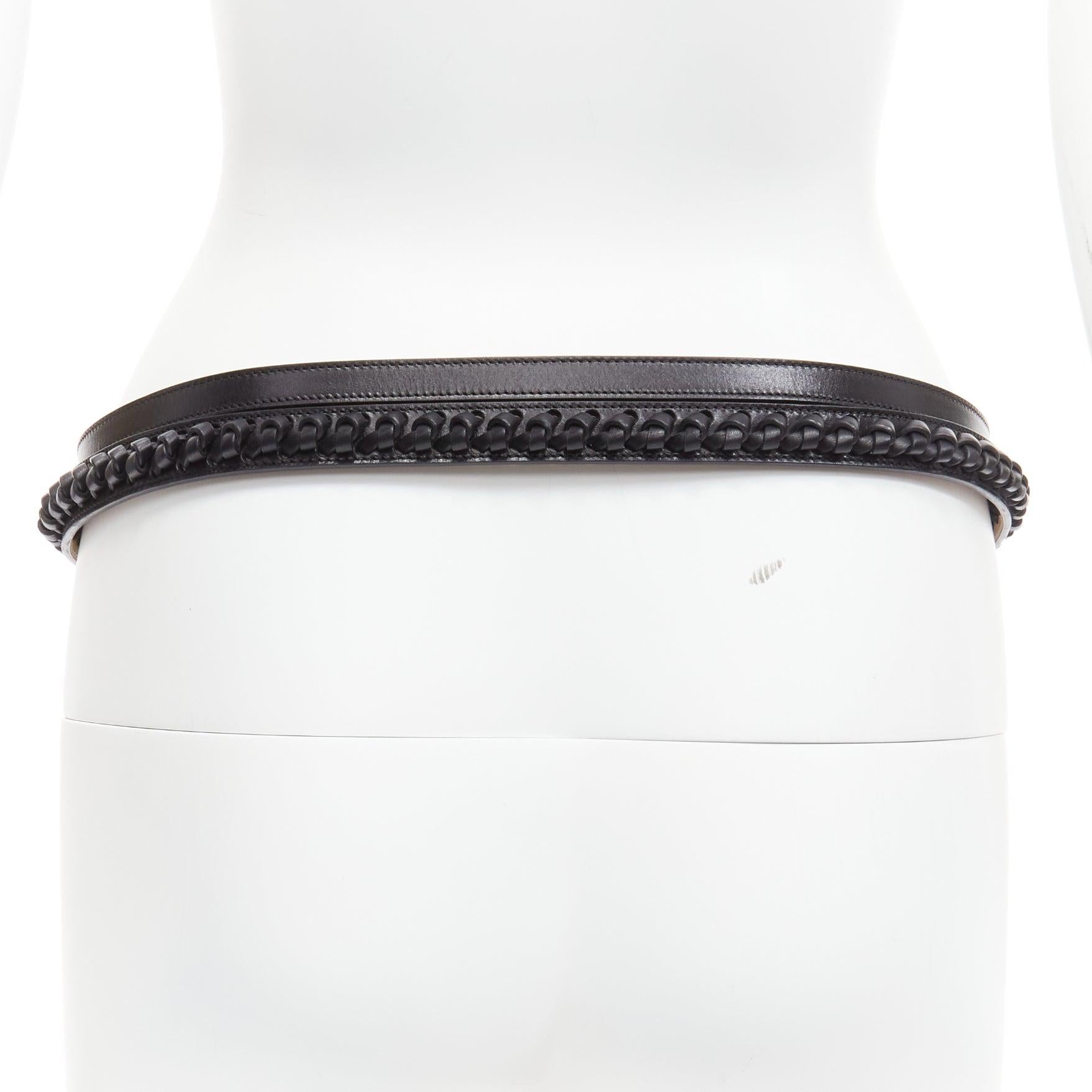 Women's ALEXANDER MCQUEEN black leather braided detail double wrap belt 80cm For Sale