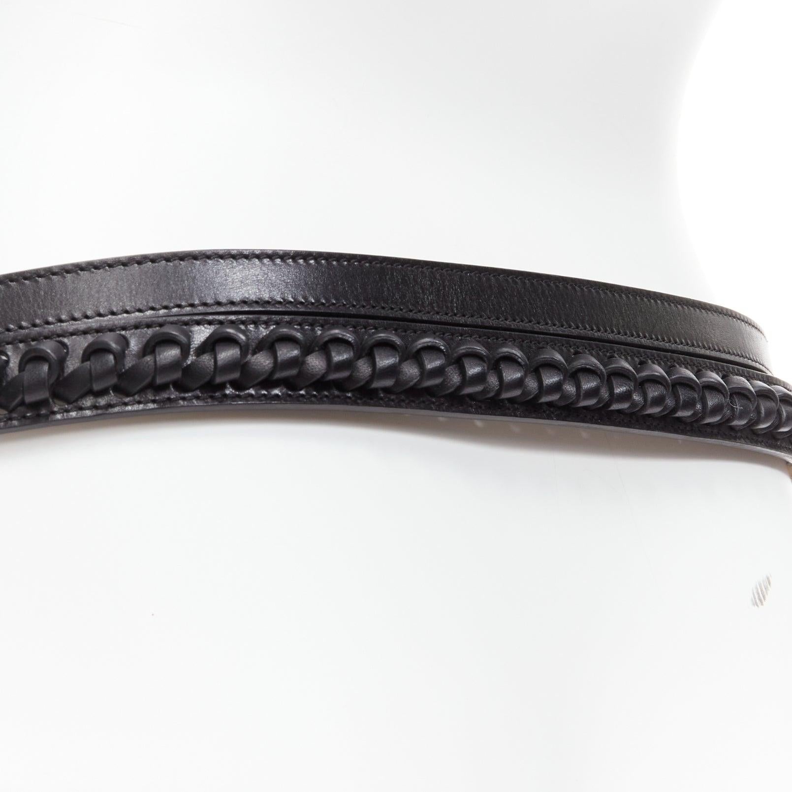 ALEXANDER MCQUEEN black leather braided detail double wrap belt 80cm For Sale 2