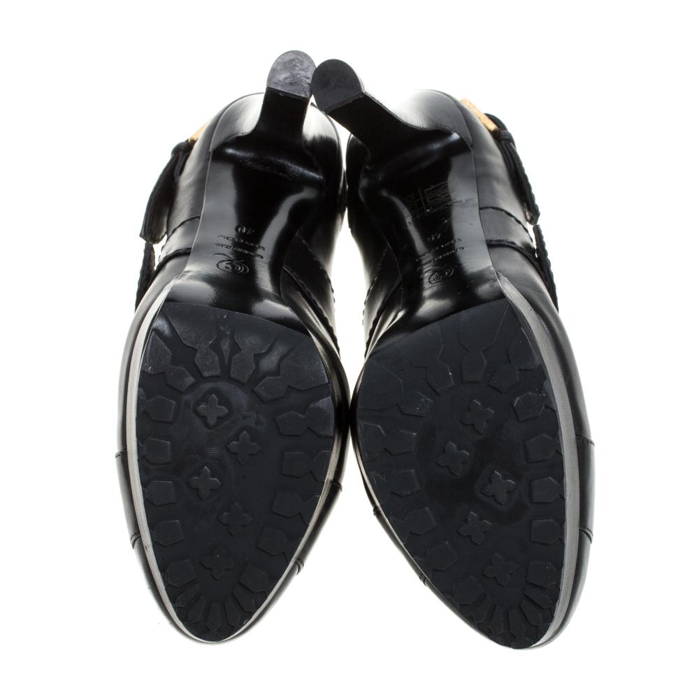 Women's Alexander McQueen Black Leather Buckle Booties Size 40