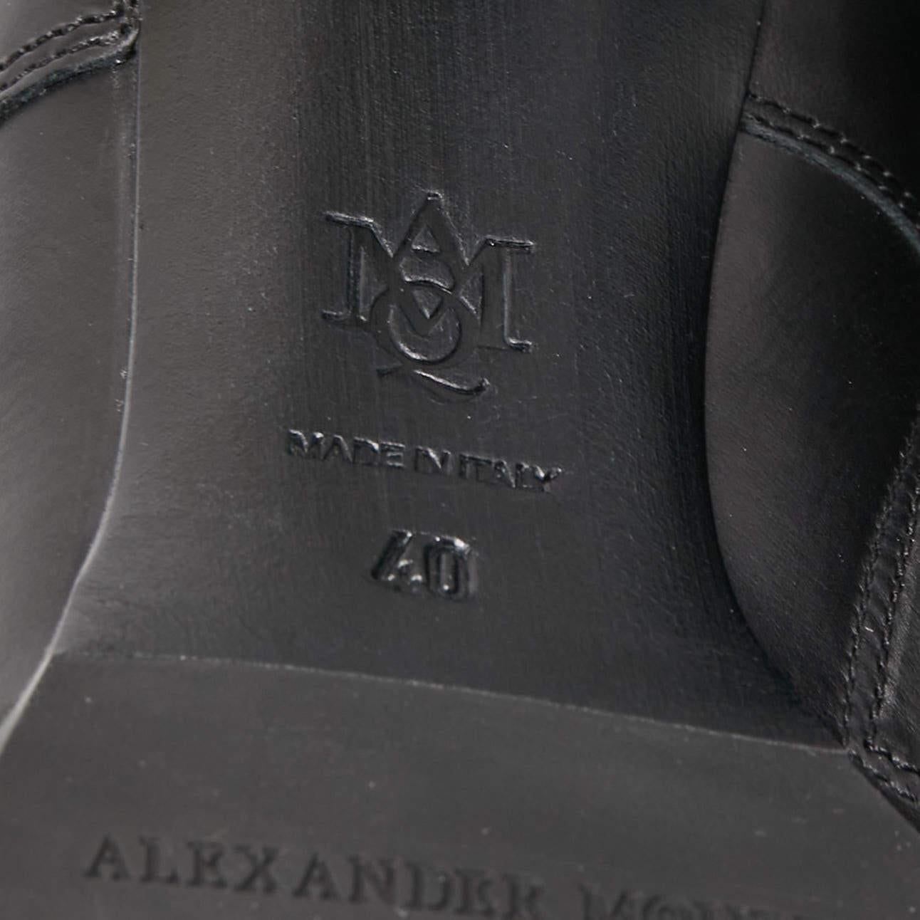 Alexander McQueen Black Leather Buckle Detail Boots Size 40 4