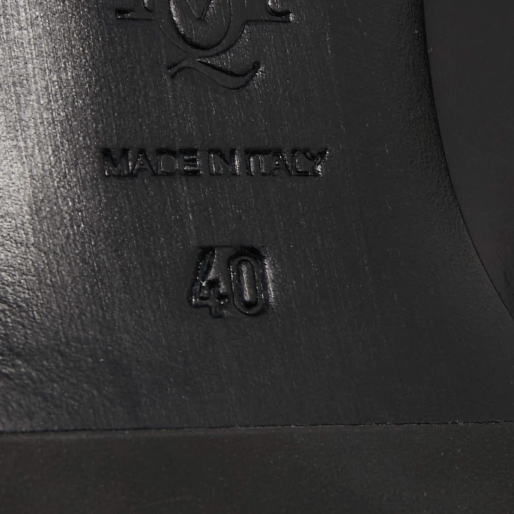 Alexander McQueen Black Leather Buckle Detail Platform Boots Size 40 3