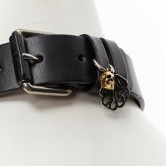 ALEXANDER MCQUEEN black leather crystal jewel embellished choker necklace