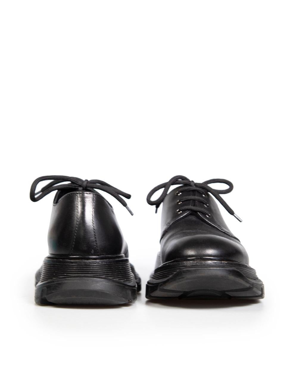 Alexander McQueen Black Leather Derby Shoes Size IT 39 In Good Condition In London, GB