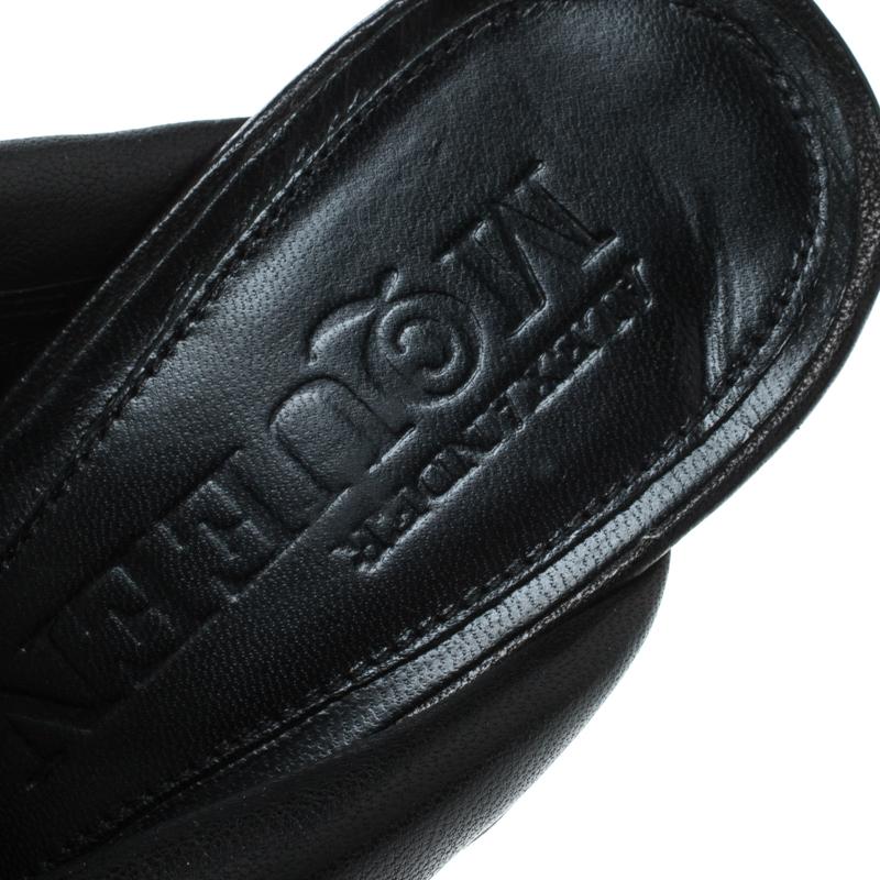 Alexander McQueen Black Leather Dredge Peep Toe Platform Mule Sandals Size 37.5 1
